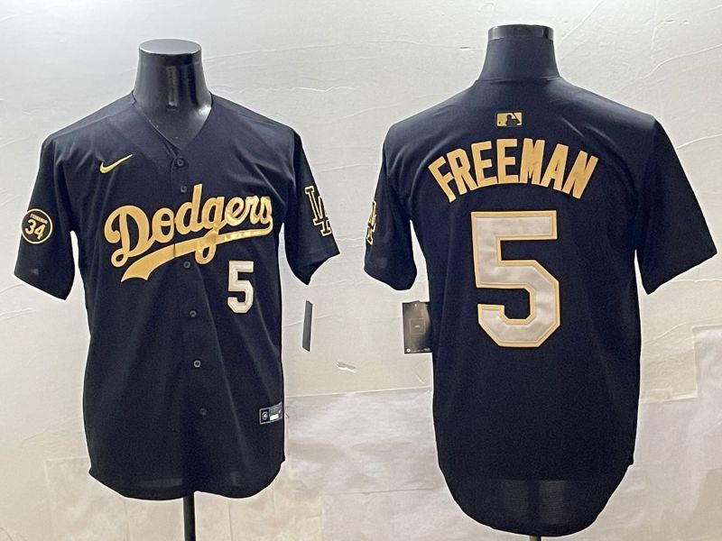 Men Los Angeles Dodgers #5 Freeman Black Gold Nike 2025 MLB Jersey style 4252->los angeles dodgers->MLB Jersey